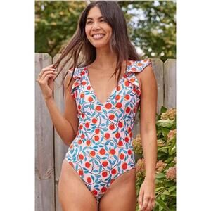 DVF for Summersalt Peach Ruffle Backflip Swimsuit One Piece size 20